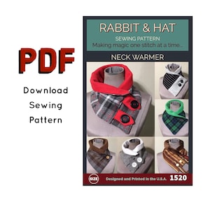 PDF Neck Warmer Scarf With Tab Options 1520 New Rabbit and Hat Sewing Pattern Renaissance Medieval Winter Collar Costume Gift Winter Lined