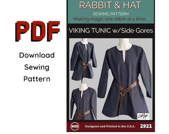 PDF Size 3X MENS Viking Tunic Medieval Renaissance Garb Shirt 2921 New Rabbit and Hat Sewing Pattern Norse God Costume Cosplay Larp