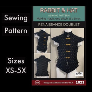 MENS Renaissance Side Tie Doublet Vest with Tabs, Collar, and Shoulder Accents 1823 New Rabbit and Hat Sewing Pattern - Medieval Pirate