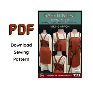 PDF Size 5X Viking APRON Medieval Renaissance Garb Dress 3121 New Rabbit and Hat Sewing Pattern Norse Ladies Costume Cosplay