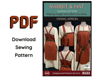 PDF Size 2X Viking APRON Medieval Renaissance Garb Dress 3121 New Rabbit and Hat Sewing Pattern Norse Ladies Costume Cosplay