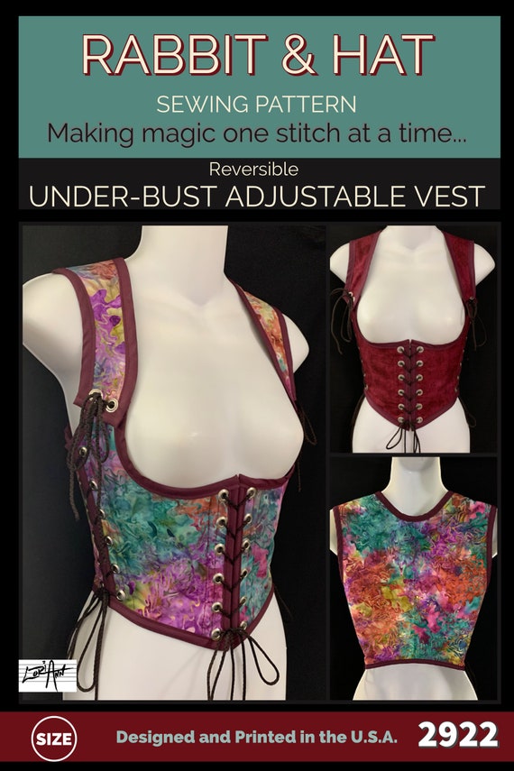 Reversible Under Bust Vest and Adjustable Shoulder Straps 2922 New Rabbit  and Hat Sewing Pattern Medieval Garb Top Bodice Corset -  UK