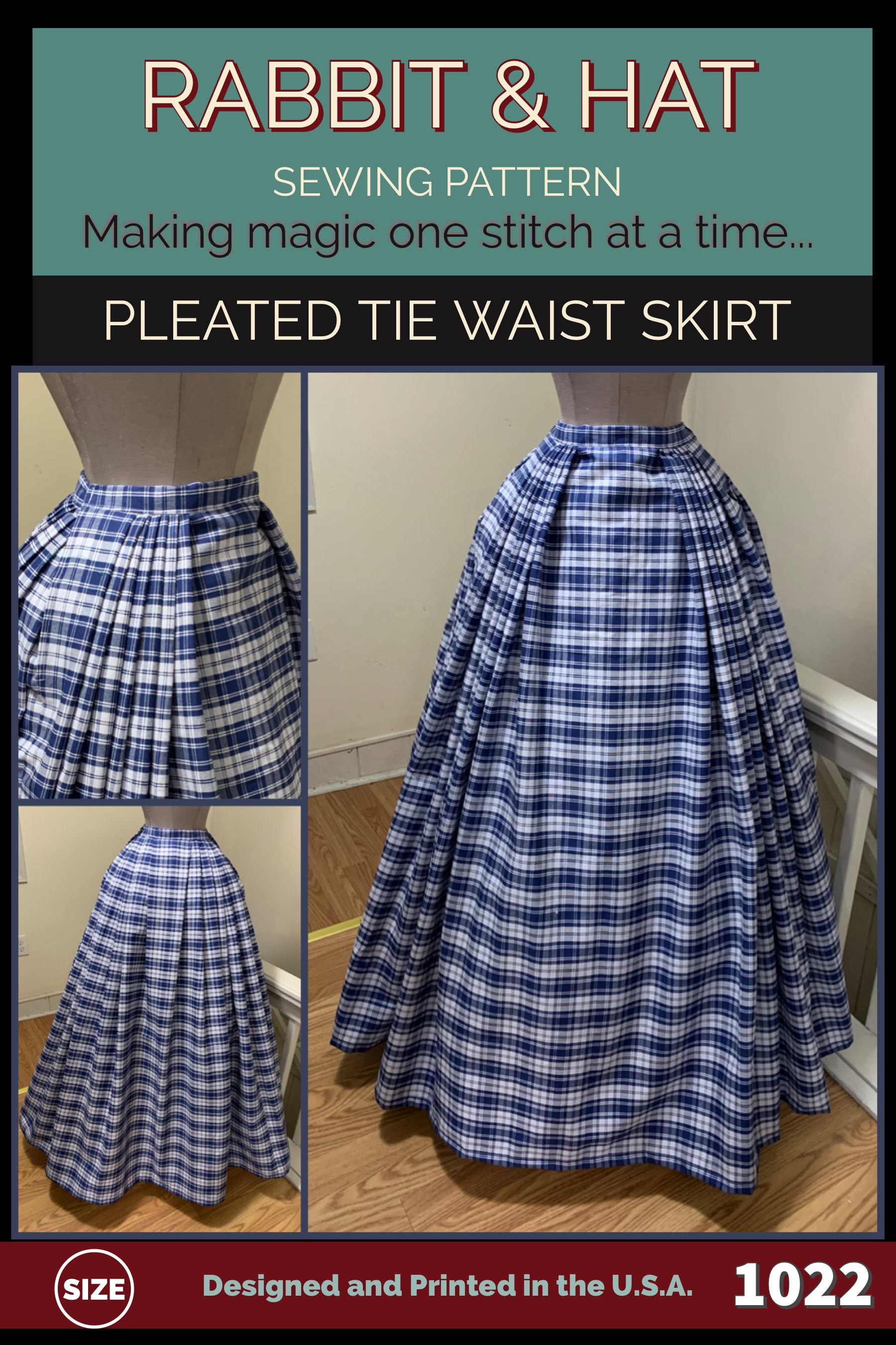 PDF XS-5X All Sizes Included - Pleated Tie Waist Skirt 1022