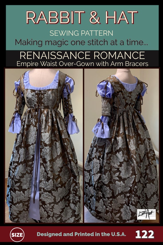 PDF Size 3X Renaissance Romance Empire Waist Over-gown With Arm Cuffs 122 New Rabbit & Hat Sewing Pattern Renaissance Dress Costume - Etsy PDF Size 3X Renaissance Romance Empire Waist Over-gown With Arm Cuffs 122 New Rabbit & Hat Sewing Pattern Renaissance Dress Costume - Etsy