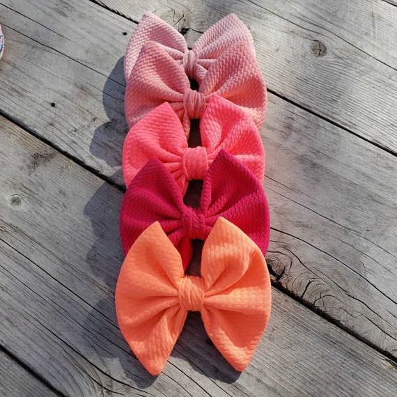 4 Inch Bows Bullet Fabric Bows Big Bows Classic Bow Pink Etsy