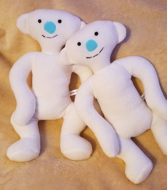 Handmade Teddy Bear White Bear Plush Blue Nose Polar Etsy - roblox bear alpha plush sam