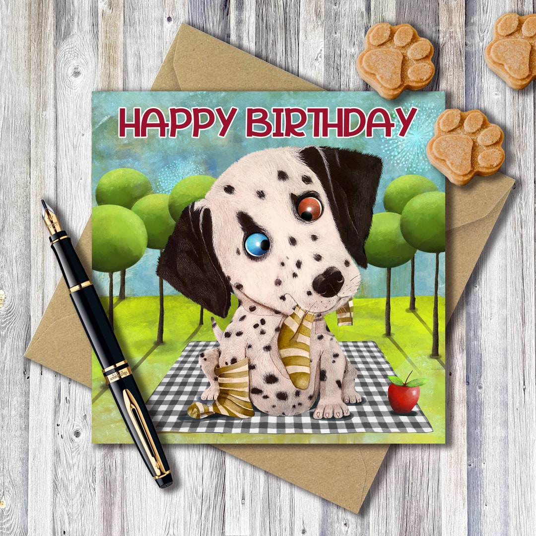 Dalmatian Dog Happy Birthday Card - Etsy