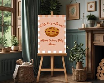 Placa para chá de bebê de outono: tema Cutie Pie, modelo editável do Canva (20x25 cm)