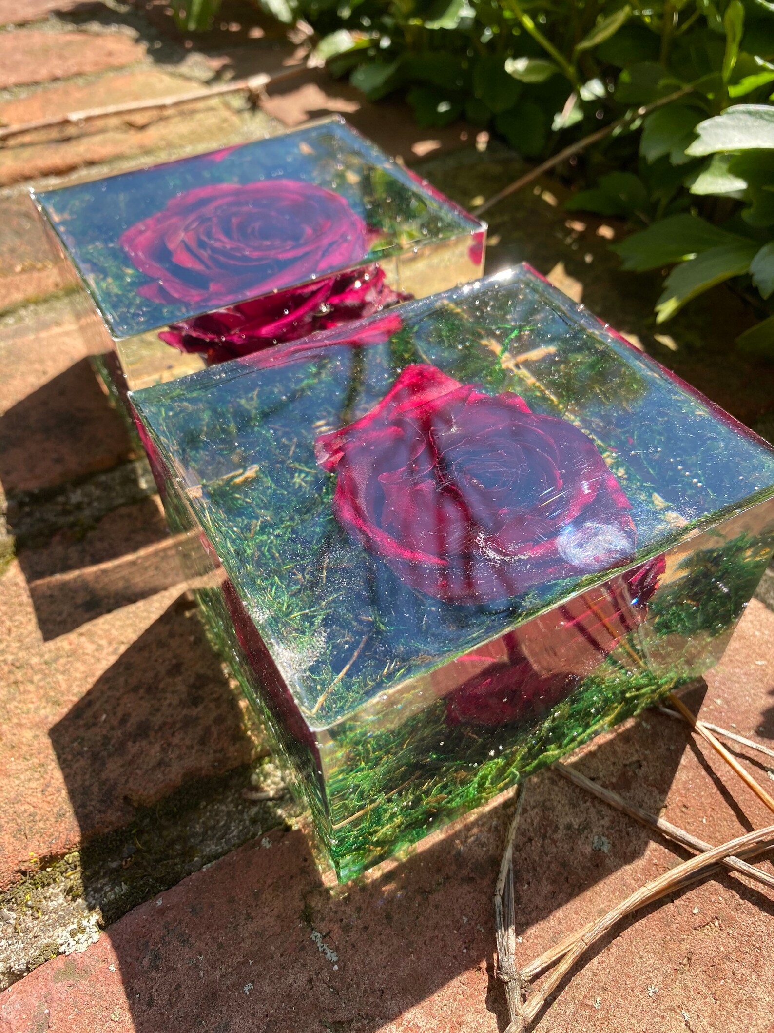 4x4 Personalized Name/Initial Pink Rose Resin Block Flowers Etsy