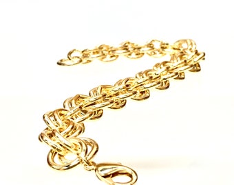 Heavy Double Link Cable Chain Bracelet. Extra Large 1/2" Double links. Gold Plated