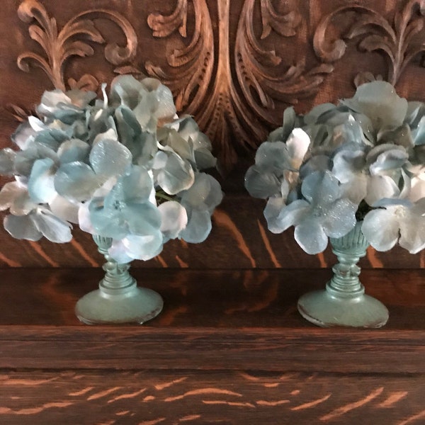 Floral, Hydrangeas, set 2, antique teal, SALE.  8943