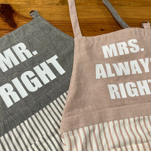 OOAK, Wedding Gift, Perfect Gift, Mr. and Mrs., Wedding, Cooking, Aprons, His, Hers, Christmas, Office Gift, Must Have, Great Item