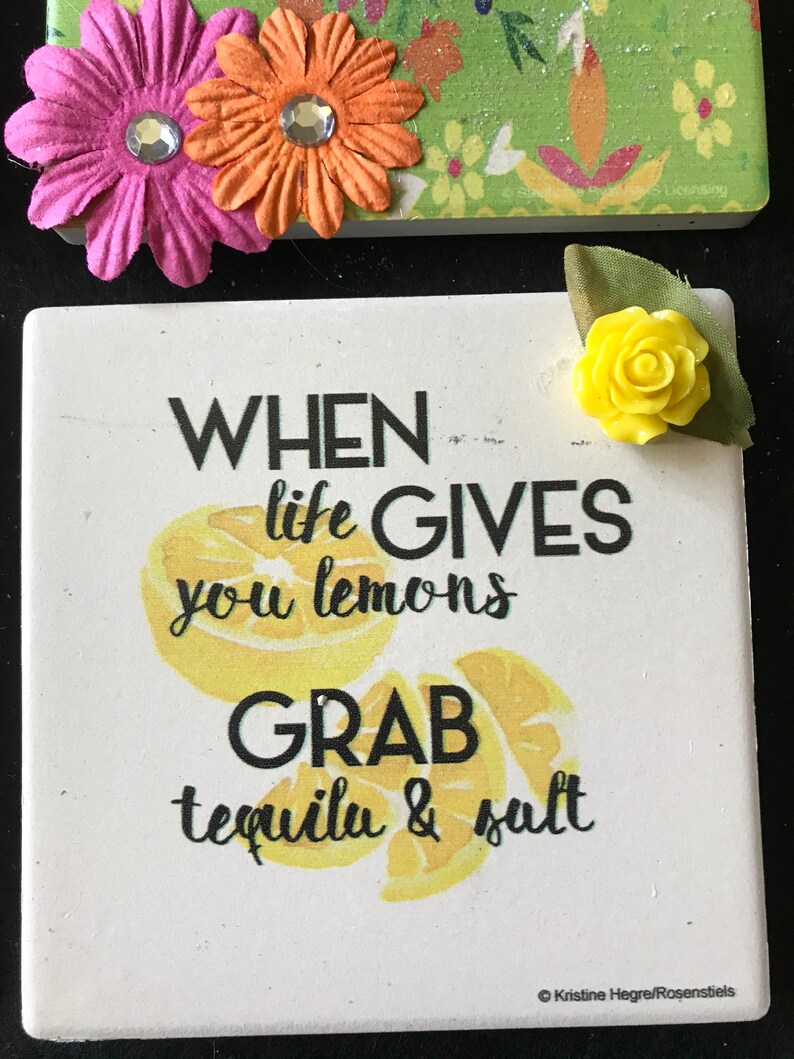 Bar Party Up-Cycled No Easels Tequila Gift Friend Lime Salt Fiesta Coasters