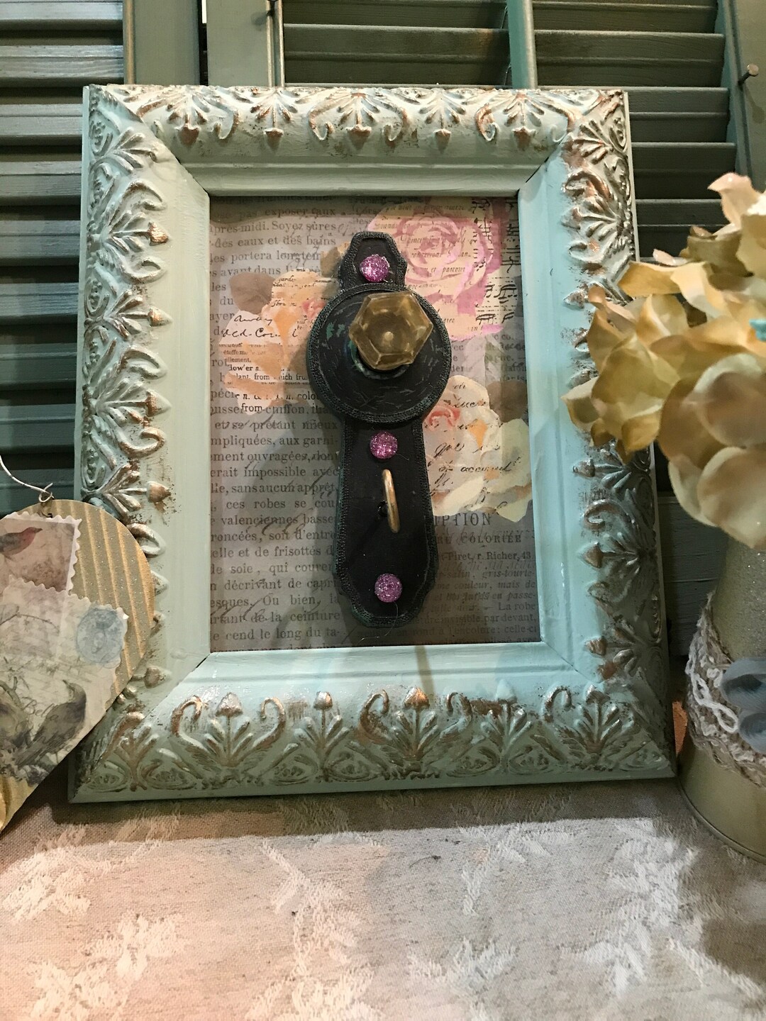 Faux, Lock,key, Beautiful, Green, Frame, Original, OOAK, 5416 - Etsy