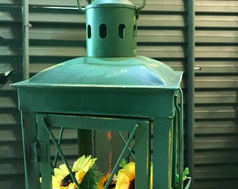 Holy Lantern グリーン Green Distressed, Lantern, Lighted, REDUCED, Sunflowers, Lighting
