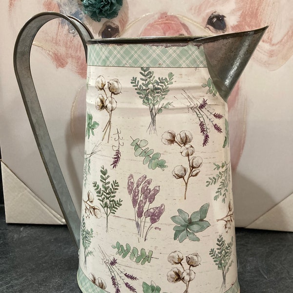 Pitcher, Cotton, Floral, Seafoam Green, Must Have, Kitchen Item, Great Gift, Must Have, Mother, Sister,