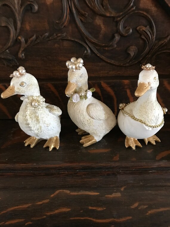 Ducks, 3 Set, Bling, Shabby Chic, Baby In, Shell, Feathers
