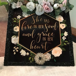 Wall Decor, Bling, Fire Her soul, crystal knob, black glitz, frame, paper roses, vintage,OOA, 4172 4172