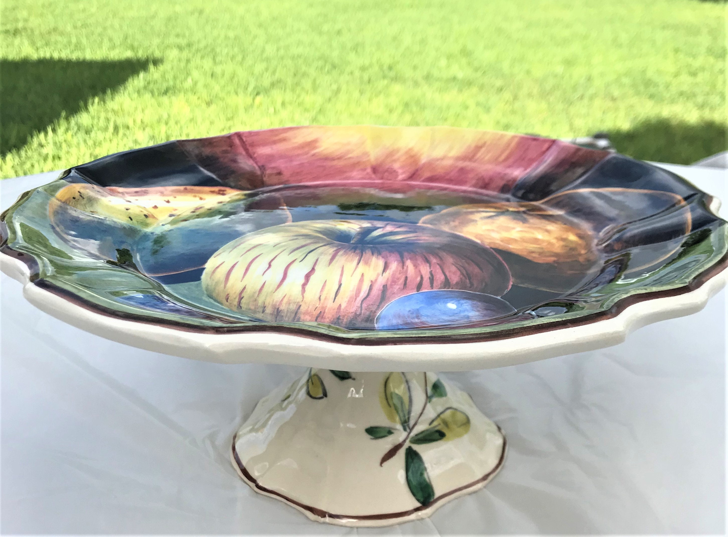 Vintage Ceramic Cake Stand Decorated With Fruits Etsy UK