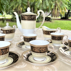 Noritake China Goldlea Coffee Set 17 Pieces Made in Japan. One of