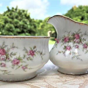 Royal Albert Paragon Victoriana Rose Creamer and Sugar Bowl. Made in England.