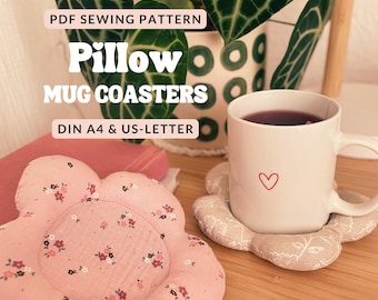 Sewing pattern coaster flower shaped mug rug pattern sewing beginner pattern easy gift sewing pattern Christmas gift diy pattern