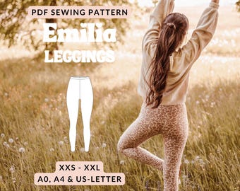 Naaipatroon voor damesleggings, sportbroeken, yogaleggings, panty's met hoge taille, naaianwijzingen, naaipatroon voor hoge taille (PDF)