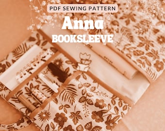 Book sleeve pattern for cute quilted A5 Journal cover with bow ties and pockets