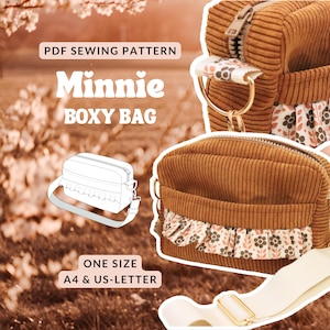 Patrón de costura para bolso de pana | Bolso de mano tipo caja | Alemán e inglés