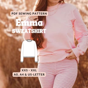 Sweatshirt pattern for women | round neck sweater with cuffs | PDF pattern xxs - xxl | detailed instructions | German + English