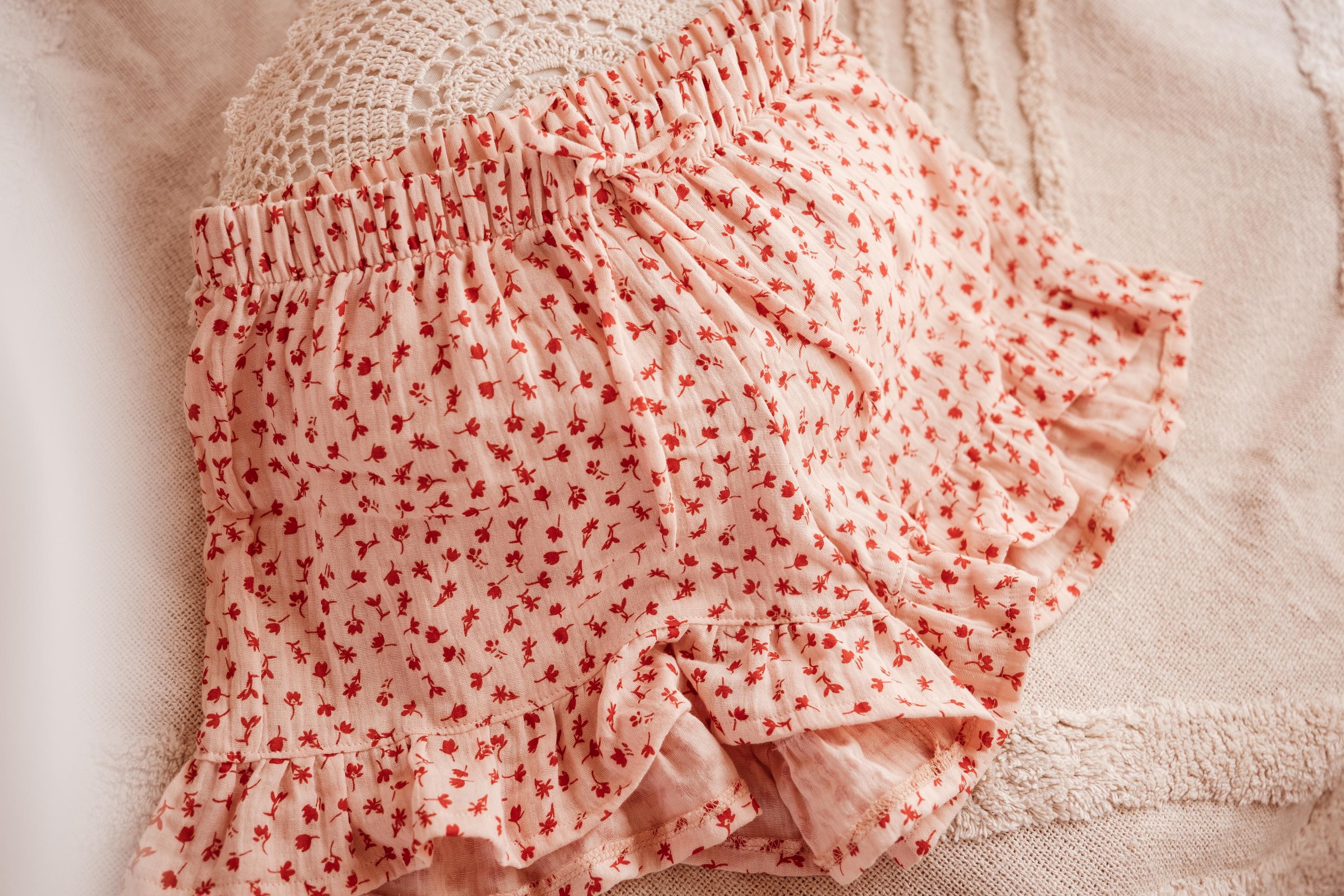 ショートパンツ s/e/o : 25SS / FLORAL GATHERED FRILL SHORTS (2COLORS) FLORAL DENIM SHORTS - Blue | ZARA United States