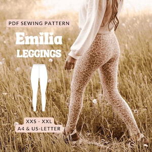 Padrão de costura de leggings de cintura super alta | pdf padrão de costura Alemão e Inglês | XXS-XXL | Para iniciantes com instruções passo a passo