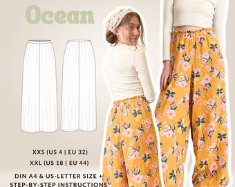 Palazzo pants sewing pattern | xxs - xxl | pdf pattern DIN A4 & US-letter size | instructions in English + German