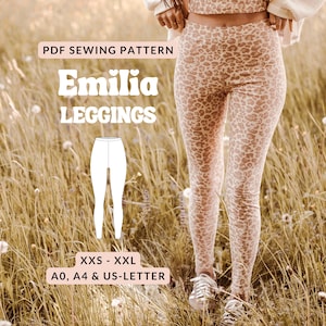 high waist leggings pattern | xxs-xxl | US-letter size & DIN A4  pattern English | pdf leggings sewing pattern for beginners