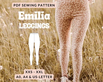 Patron de legging taille ultra haute | Patron PDF en allemand et en anglais | XXS - XXL | Pour débutants, instructions étape par étape
