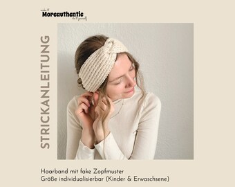 Knitting instructions headband with cable pattern and twist | Beginner-friendly step-by-step instructions in German