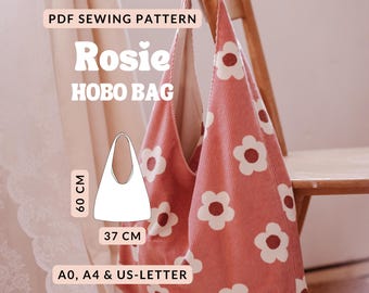 Hobo bag pattern sewing slouchy shoulder tote bag with lining and inner pocket | sewing project for beginners