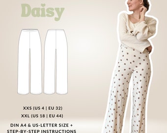 Pattern Marlene pants | Wide pants with high waist | XXS (32) - XXL (44) | German & English