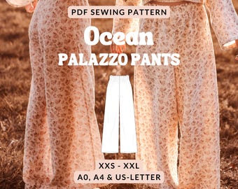 Sewing pattern wide leg pants pattern palazzo pants pattern women pants elastic waist wide leg trousers linen pants pdf pattern trousers