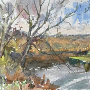 Original watercolor painting, ukrainian landscape painting, plein air painting, watercolor painting, watercolor art