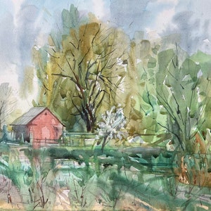 Original watercolor painting, ukrainian landscape painting, plein air painting, watercolor painting, watercolor art