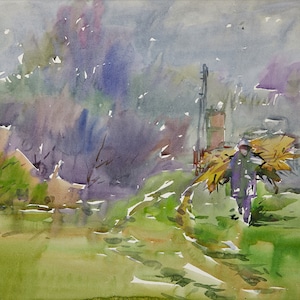 Original watercolor painting, fine art, village, plein air painting, watercolor painting, landscape, watercolor art, scenery, art, painting
