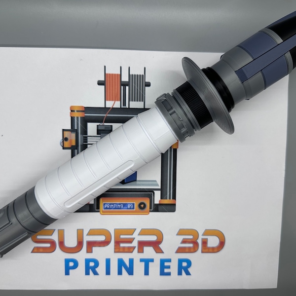 Shin Hati Lightsaber | Modular Design Screws Together Ahsoka |  No Paint Required | 3D Printed | Lightsaber Display Mount on Desk or Wall