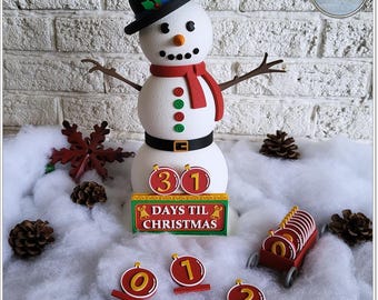 3D Printed Snowman Christmas Countdown: Interchangeable Tiles, Holiday Decor