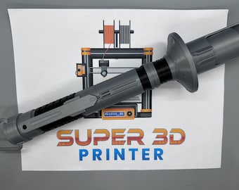 Tercer sable de luz de Ezra Bridger / No requiere pintura / Impreso en 3D / Rebels / Sabine / Ahsoka / Montaje de exhibición de sable de luz en escritorio o pared