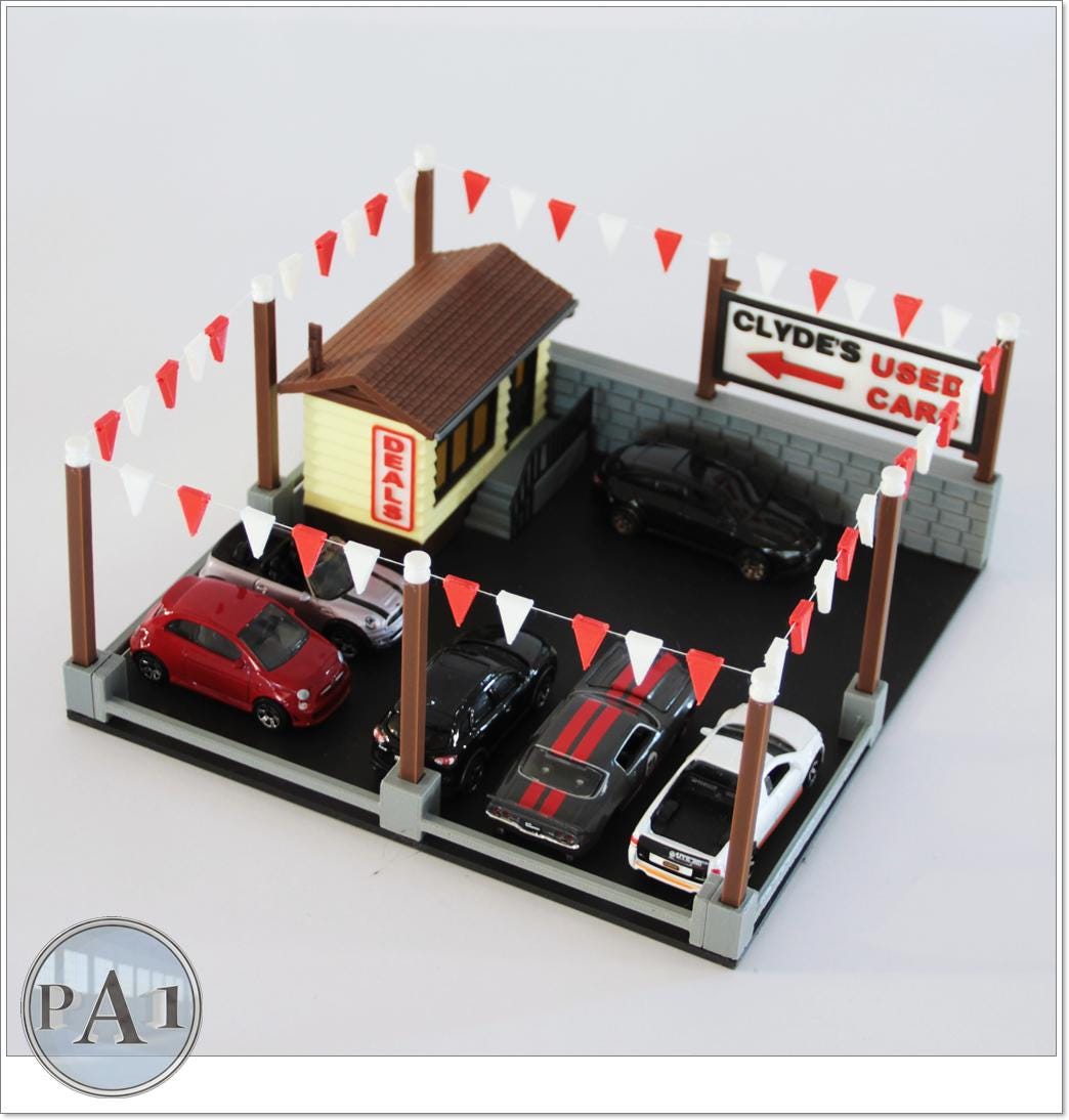 中古車販売店ジオラマ – ホットウィールスケール – 3Dプリント