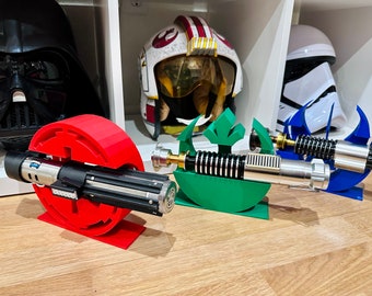 Lightsaber Logo Holder Display | 3D Printed | Galaxy's Edge | Savi's Workshop |  Custom | Fancave | Mancave | Legacy Lightsaber | Kyber