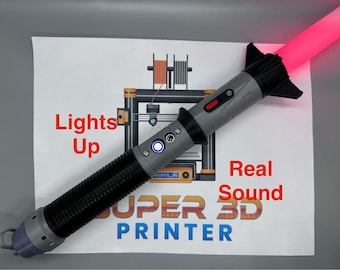 Baylan Skoll’s Lightsaber | Working Light Up with Sound | Functional | No Paint Required | 3D Printed | Ahsoka | Lightsaber Display Mount