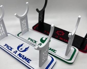 Lightsaber Holder Desk Shelf Display | 3D Printed | Galaxy's Edge | Savi's Workshop |  Custom | Fancave | Mancave | Legacy Lightsaber |Kyber