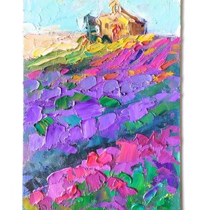 Tuscany painting, original oil painting on canvas, lavender painting, Tuscan art